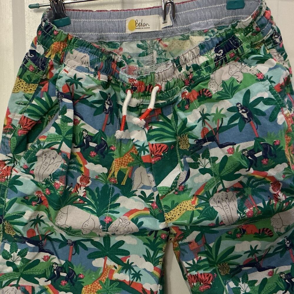 Boden Boys Jungle Animal Print Swim Shorts Multicolor Drawstring Elastic 11Y